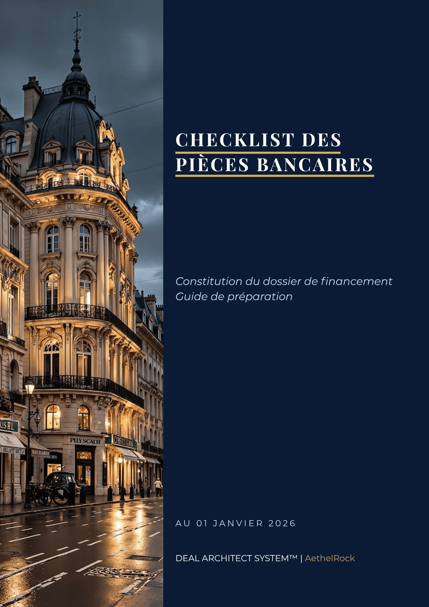 Couverture de la Checklist des pièces bancaires AethelRock