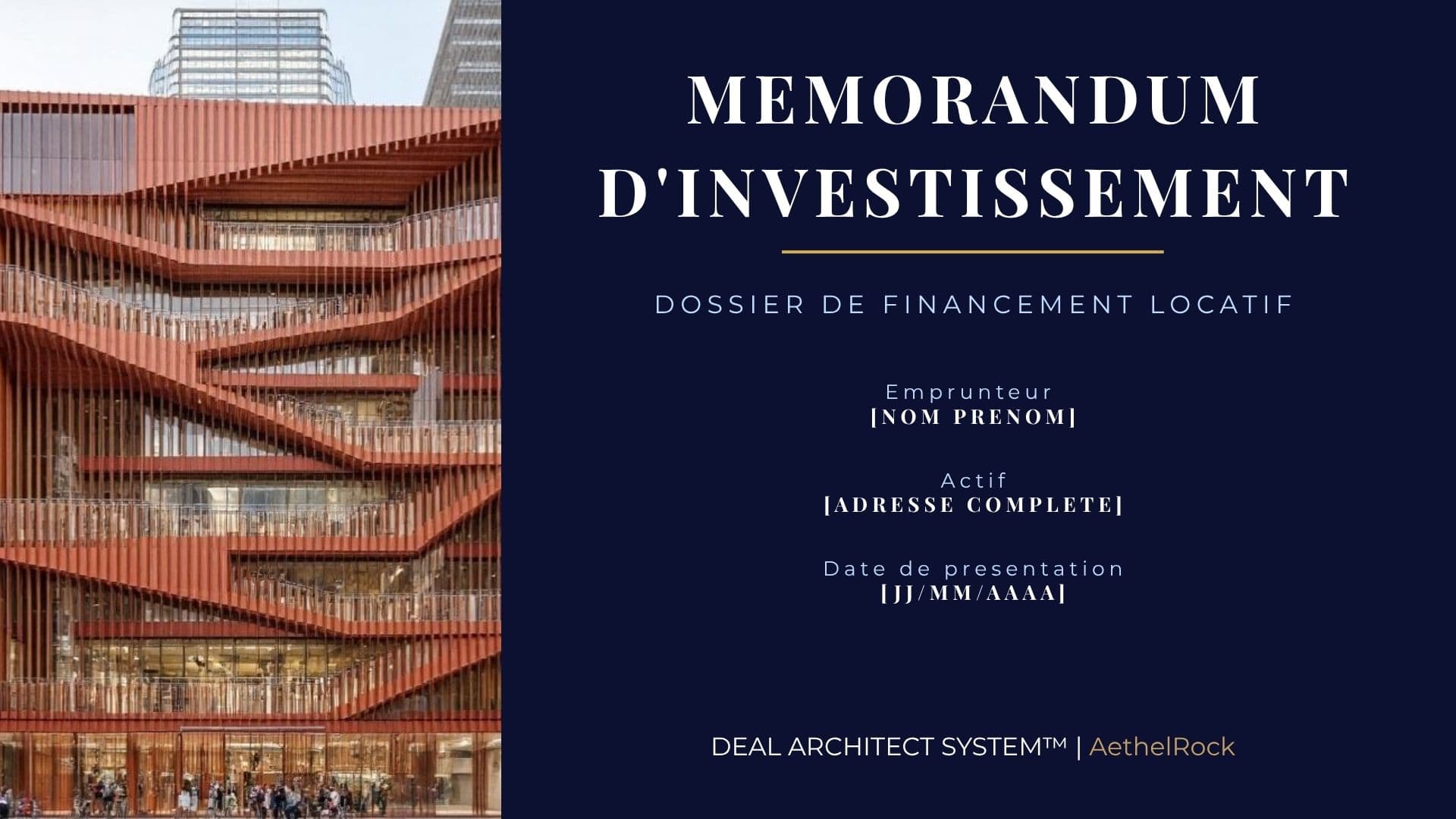 Couverture du Memorandum d’investissement AethelRock